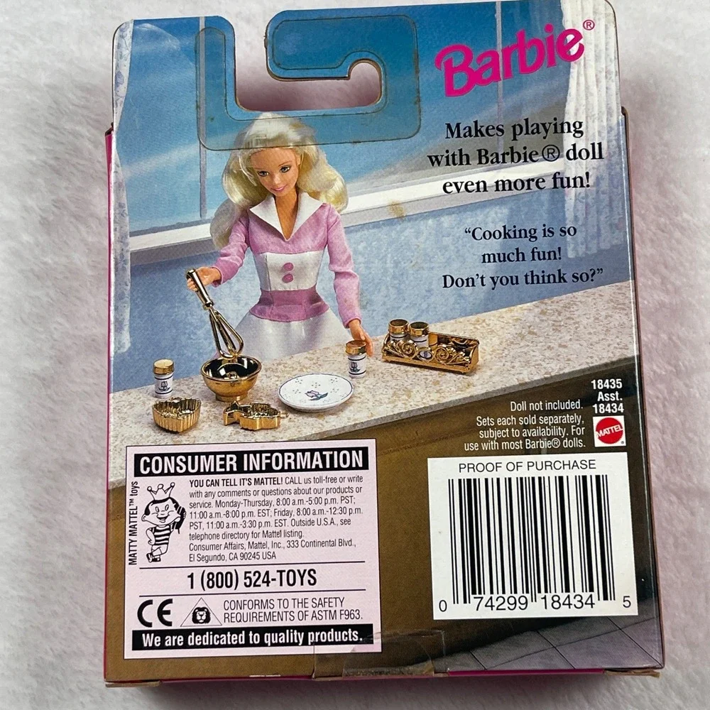 Vintage 1997 Barbie Special Collection Cookware Set Gold Whisk Spice Rack 18435